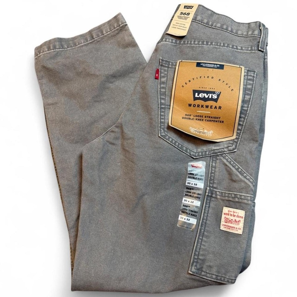 Levis 568 Double Knee Carpenter Gray Loose Denim Tag Size 30x32 brand new